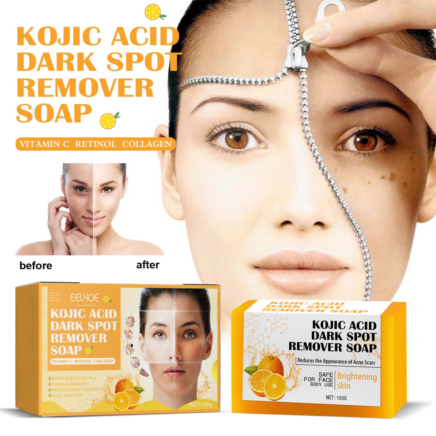 EELHOE Tartaric Acid Soap Dark Spot Reducing Pore Cleansing Exfoliating Skin Care Whitening Cleansing Soap