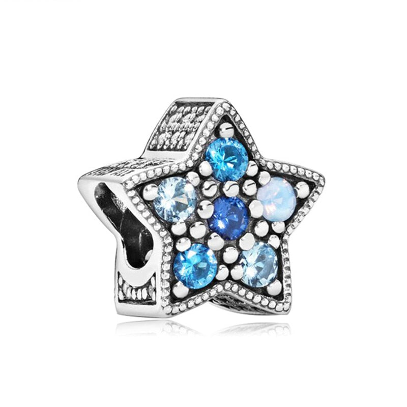 2022 New Blue Color Balloon Butterfly Stars Moon Sapphire Suitable For 3mm Charm Bracelet Spacer Beads