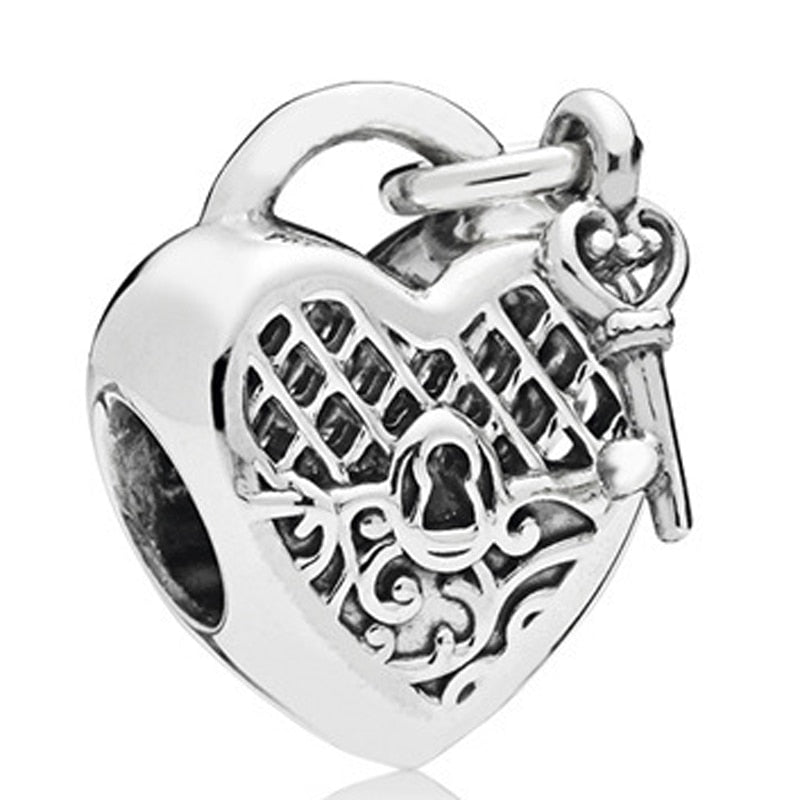 New Fashion Original Love Foot Fortune Bag Key Lock Bag Beads Fit Original Pandora Ladies Bracelet Jewelry Accessories Gift