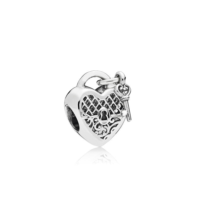 New Fashion Original Love Foot Fortune Bag Key Lock Bag Beads Fit Original Pandora Ladies Bracelet Jewelry Accessories Gift