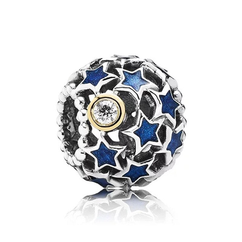 2022 New Blue Color Balloon Butterfly Stars Moon Sapphire Suitable For 3mm Charm Bracelet Spacer Beads