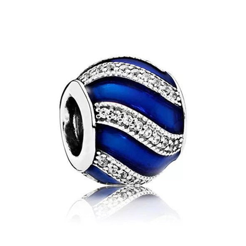 2022 New Blue Color Balloon Butterfly Stars Moon Sapphire Suitable For 3mm Charm Bracelet Spacer Beads