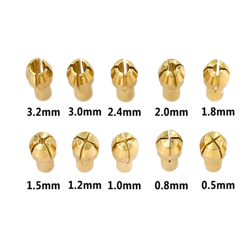 XCAN Mini Drill Collet Chuck 10pcs 0.5-3.2mm 4.3/4.8mm Shank Brass Chucks Adapter for Dremel Rotary Tool Power Tool Accessory