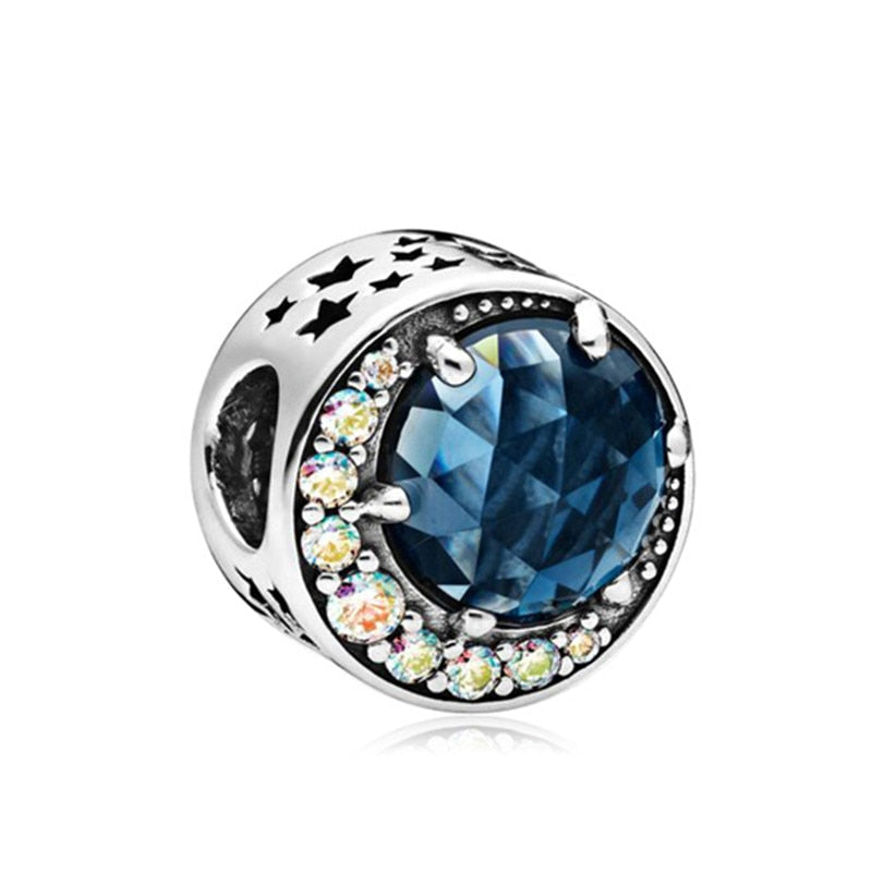 2022 New Blue Color Balloon Butterfly Stars Moon Sapphire Suitable For 3mm Charm Bracelet Spacer Beads