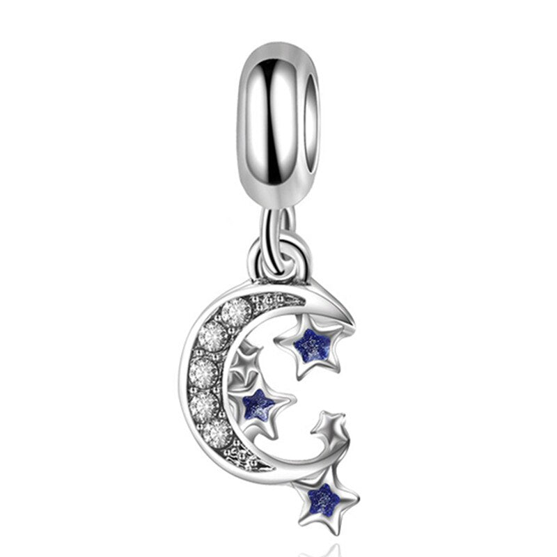 2022 New Blue Color Balloon Butterfly Stars Moon Sapphire Suitable For 3mm Charm Bracelet Spacer Beads