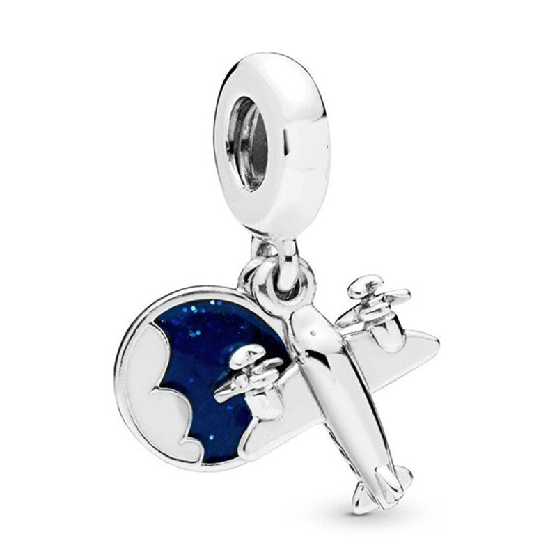2022 New Blue Color Balloon Butterfly Stars Moon Sapphire Suitable For 3mm Charm Bracelet Spacer Beads