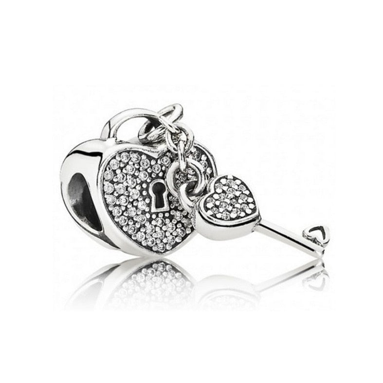 New Fashion Original Love Foot Fortune Bag Key Lock Bag Beads Fit Original Pandora Ladies Bracelet Jewelry Accessories Gift