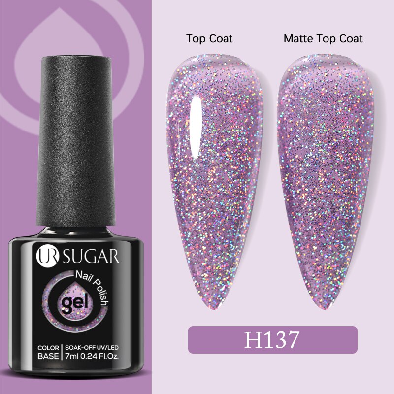 UR SUGAR 7ml Snowflakes Gel Nail Polish Varnish Glitter White Sequins Soak Off UV LED Semi Permanent Nail Art Design
