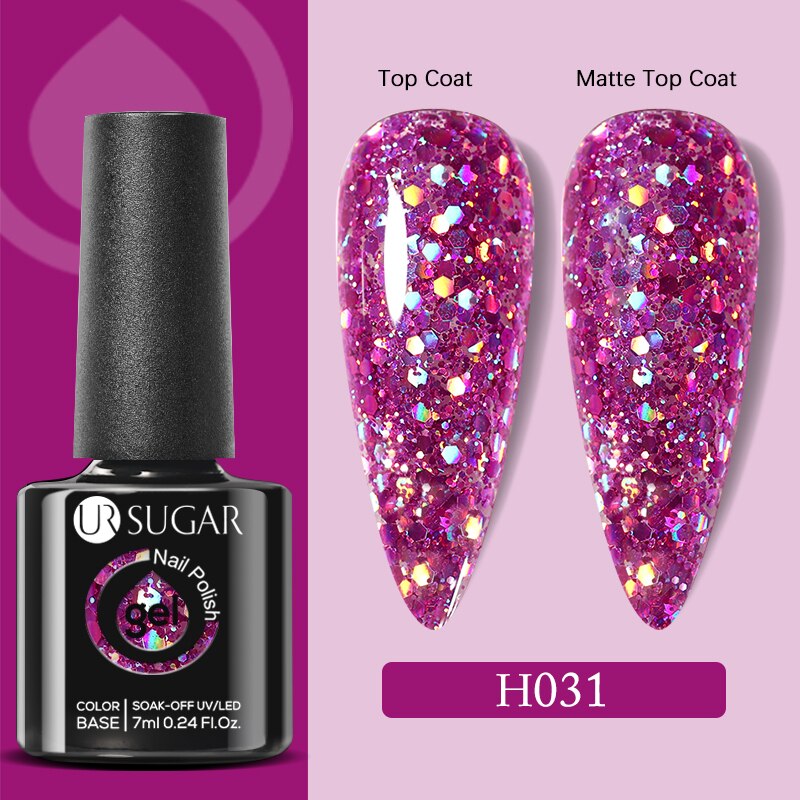 UR SUGAR 7ml Snowflakes Gel Nail Polish Varnish Glitter White Sequins Soak Off UV LED Semi Permanent Nail Art Design