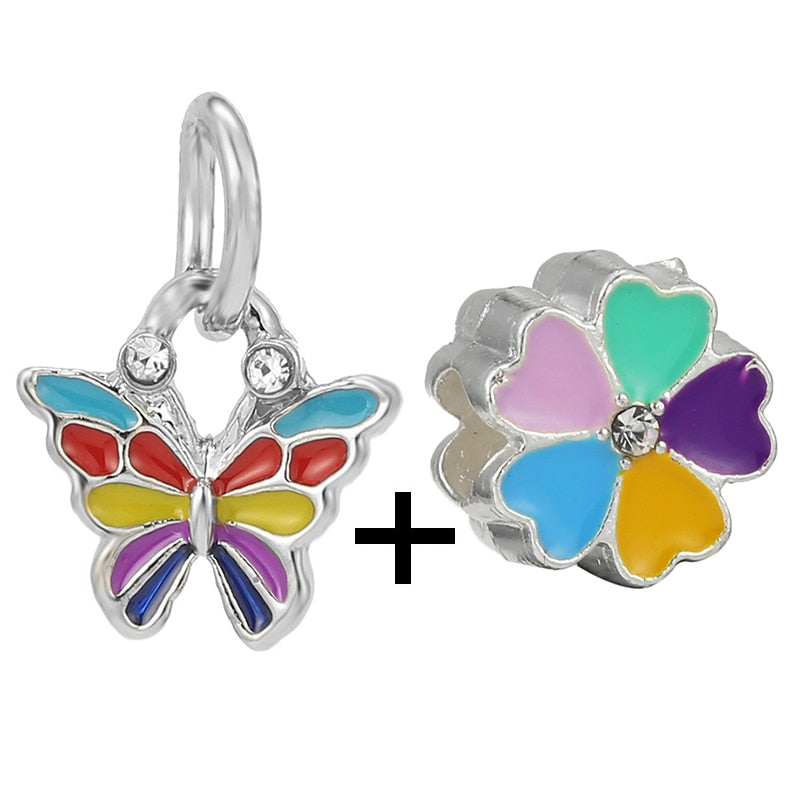 2Pcs/lot Special Offer Love Star Rainbow Charms Beads Fit Brand Bracelet & Necklaces For Women DIY Making Jewelry Accessories