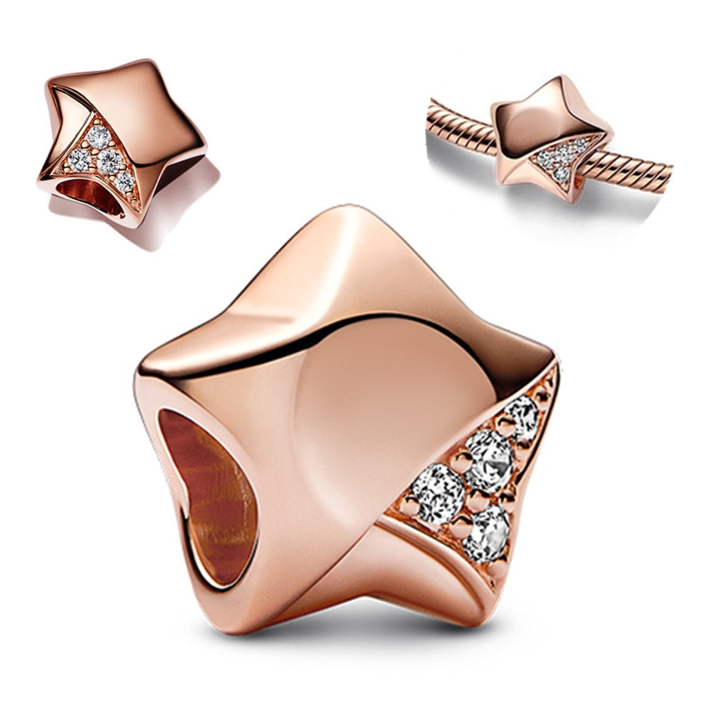 New 925 Sterling Silver Rose Gold Couple Dangle Charms Fit 925 Original Women Bracelet Beads Charm for Pendant Necklace Jewelry
