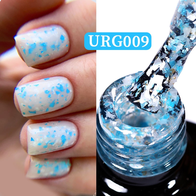 UR SUGAR 7ml Snowflakes Gel Nail Polish Varnish Glitter White Sequins Soak Off UV LED Semi Permanent Nail Art Design