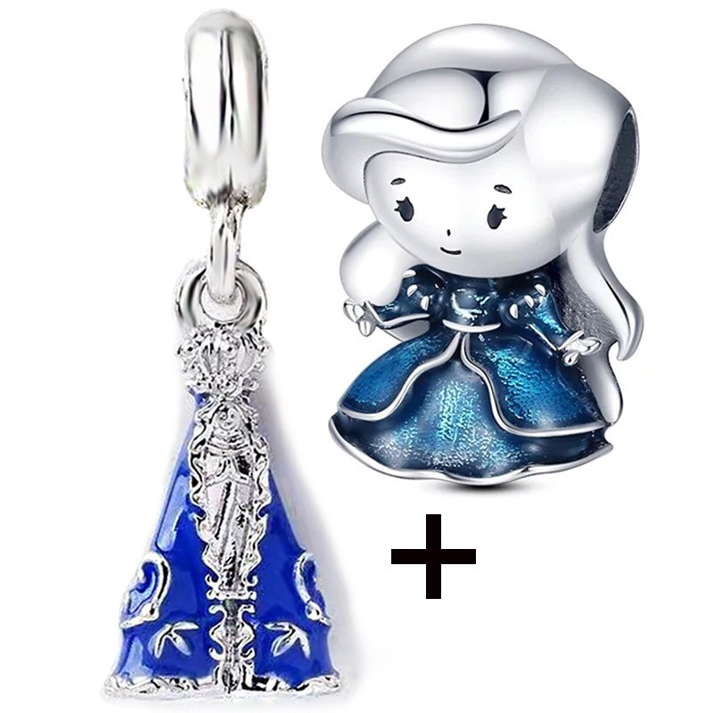 Seialoy 2pcs/lot Blue Ice Snow Charm Castle Princess Beaded High Heels Snowflake Pendant DIY Beacelets Accessory Gift