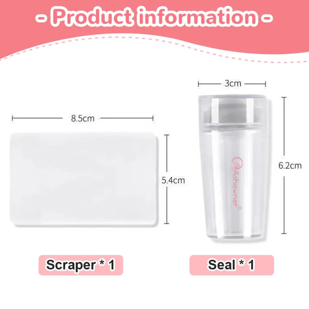 Transparent Nail Stamper With Scraper 2pcs Jelly Silicone Stamp For French Nails Manicuring Kits Nail Art Stamping Tool Set