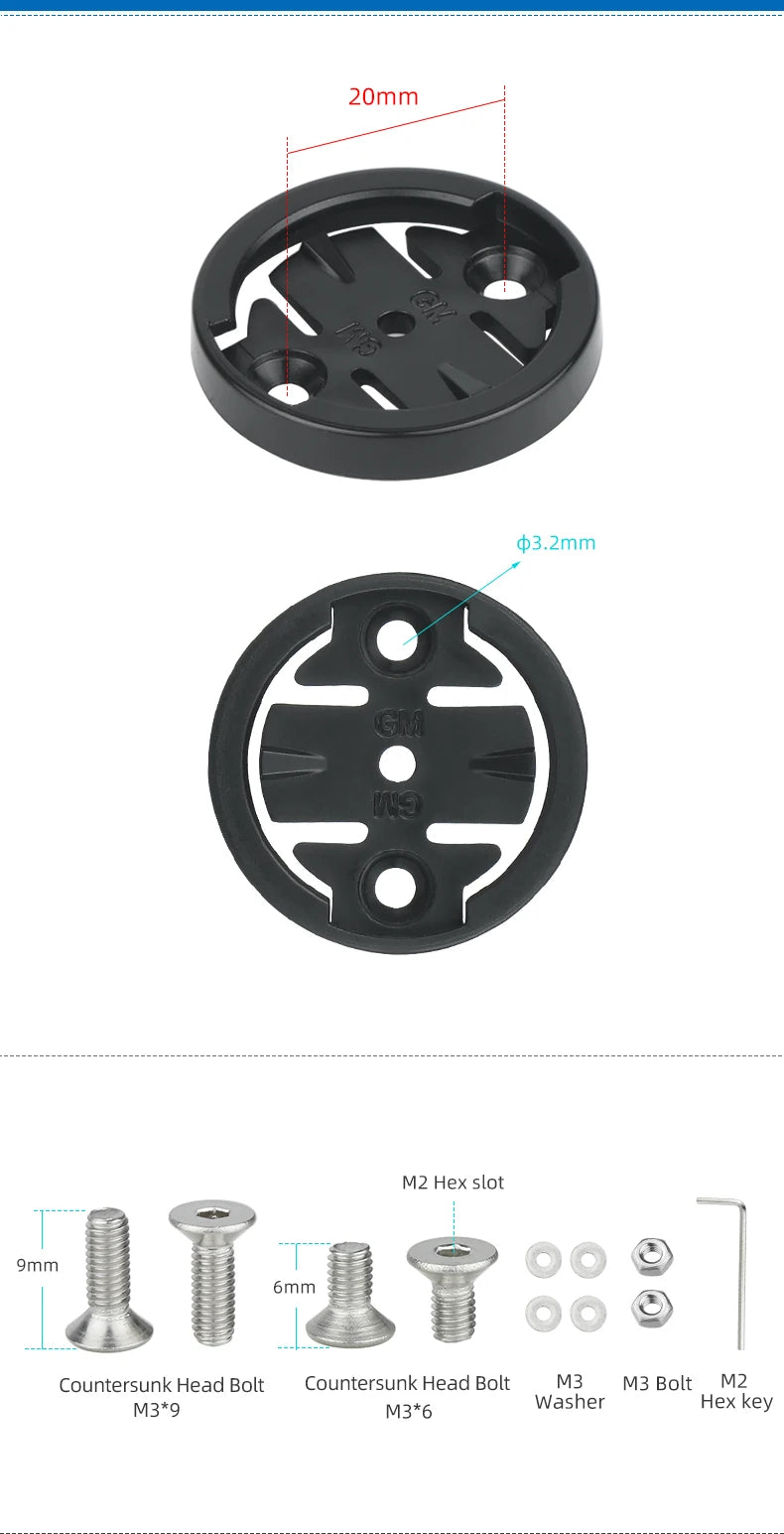 Out Front Computer Mount Adapter Replacement W/ Install Bolts for Garmin/ /Bryton/Wahoo/XOSS Bicycle Rear Radar Light Mount