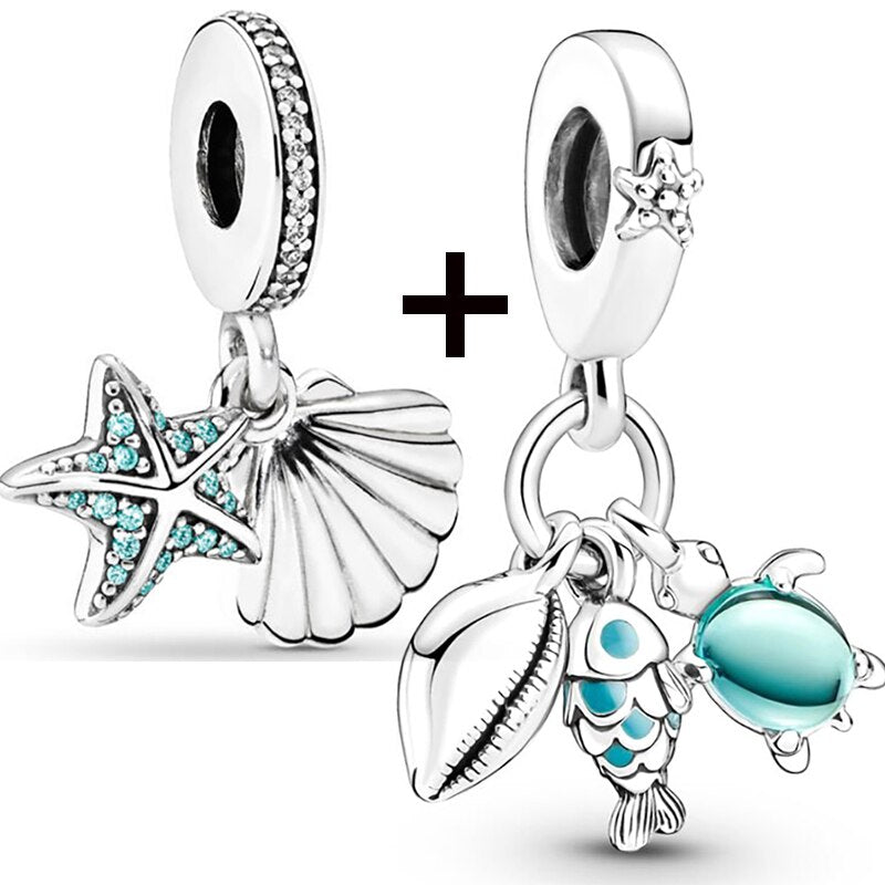 Seialoy 2pcs/lot Aircraft Earth Beads Charm Star Astronaut Pendant Rainbow Unicorn Dangle DIY Jewelry Bracelets Accessory
