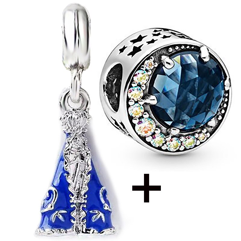 Seialoy 2pcs/lot Blue Ice Snow Charm Castle Princess Beaded High Heels Snowflake Pendant DIY Beacelets Accessory Gift