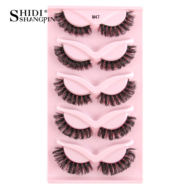SHIDISHANGPIN 3/5 Pairs Half Eyelash Transparent Stalk Invisible Band Faux Mink Lashes Reusable False Eyelashes Natural Fluffy