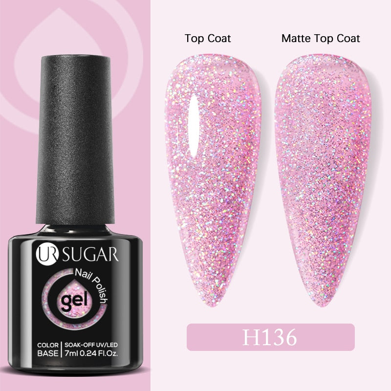 UR SUGAR 7ml Snowflakes Gel Nail Polish Varnish Glitter White Sequins Soak Off UV LED Semi Permanent Nail Art Design