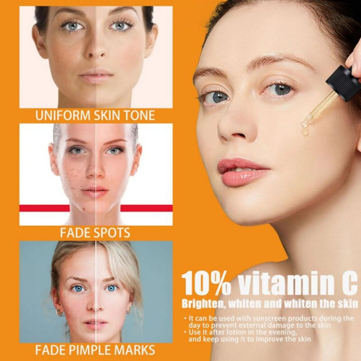 Vitamin C Serum for Face Whitening Facial Serum Hyaluronic Acid Dark Spot Remover Korean Skin Care