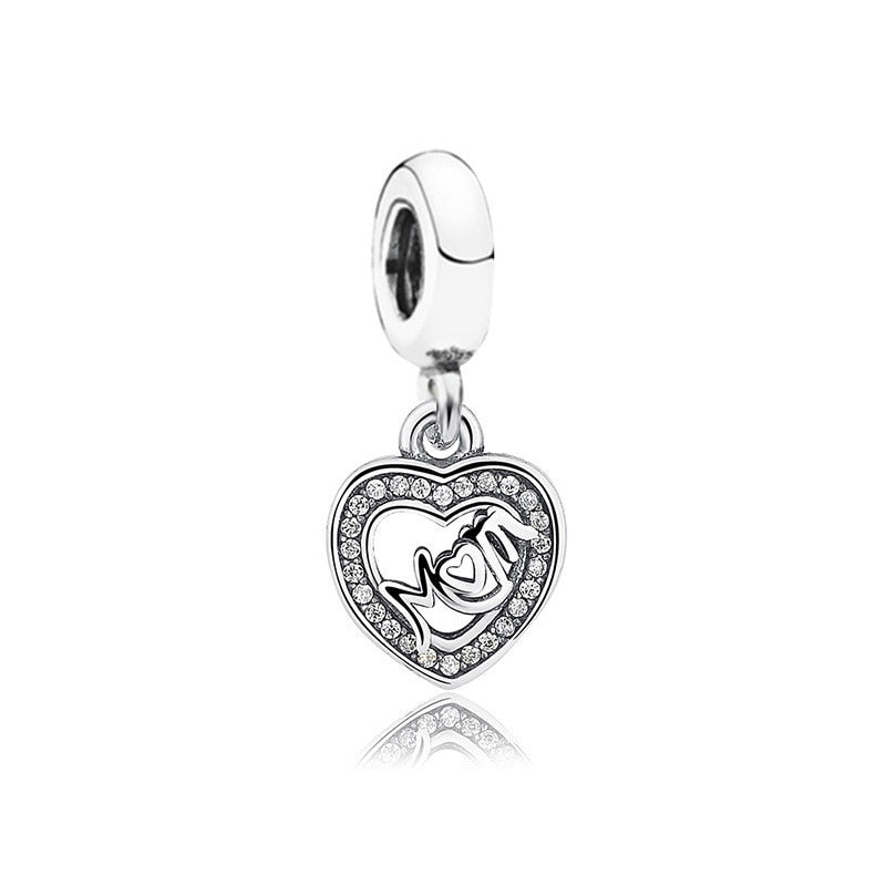 New Feather Crown Safety Chain Owl Love Bead Tower Pendant Fit Original Pandora Charms Silver Color Bracelet DIY Women Jewelry