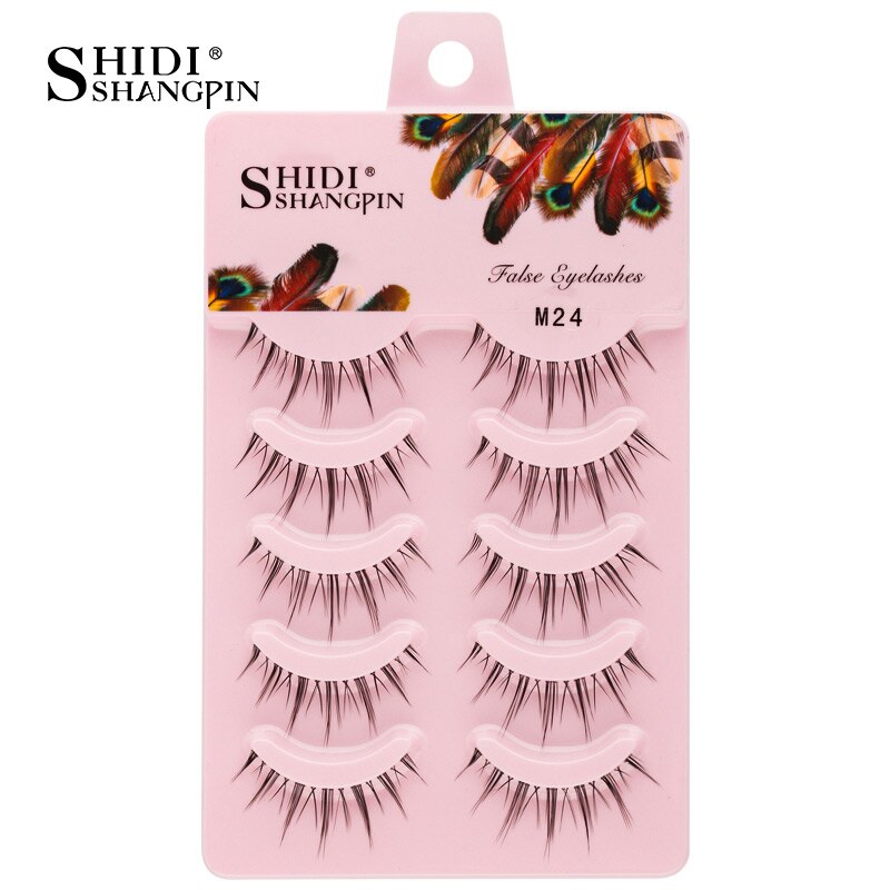 SHIDISHANGPIN 3/5 Pairs Half Eyelash Transparent Stalk Invisible Band Faux Mink Lashes Reusable False Eyelashes Natural Fluffy