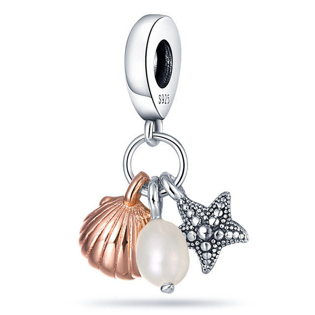 New 925 Sterling Silver Rose Gold Couple Dangle Charms Fit 925 Original Women Bracelet Beads Charm for Pendant Necklace Jewelry
