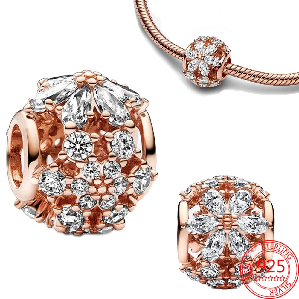 New 925 Sterling Silver Rose Gold Couple Dangle Charms Fit 925 Original Women Bracelet Beads Charm for Pendant Necklace Jewelry