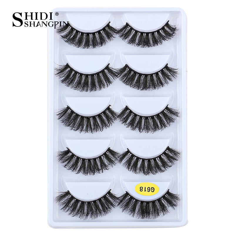 SHIDISHANGPIN 3/5 Pairs Half Eyelash Transparent Stalk Invisible Band Faux Mink Lashes Reusable False Eyelashes Natural Fluffy