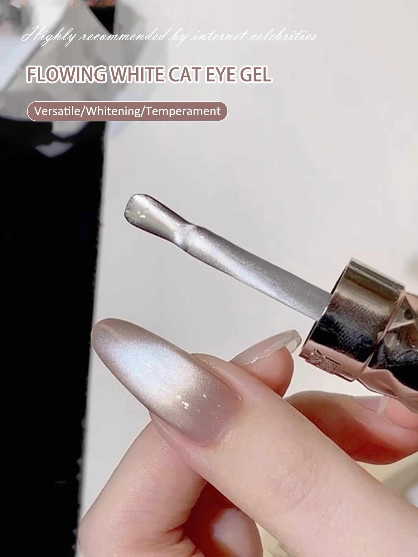 15ml New Upgraded Flow Light White Cat Eye Electroplating Mirror Glass Beads Ultra Fine Magnetic Powder White Cat Eye