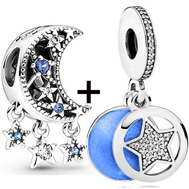 Seialoy 2pcs/lot Aircraft Earth Beads Charm Star Astronaut Pendant Rainbow Unicorn Dangle DIY Jewelry Bracelets Accessory