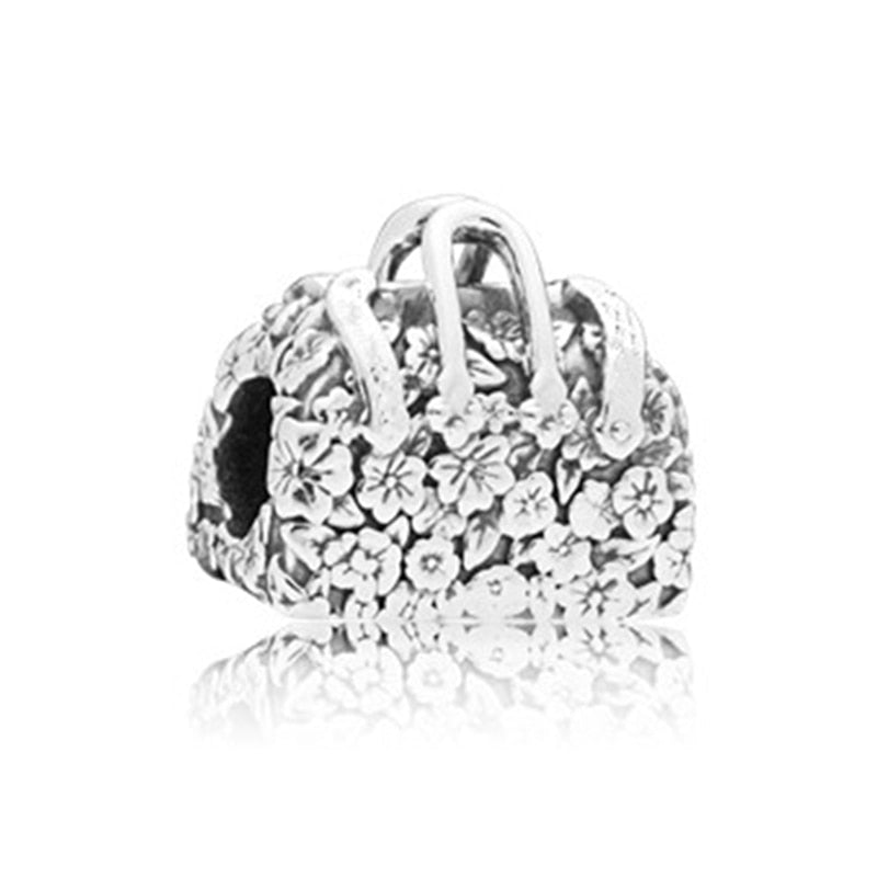 New Feather Crown Safety Chain Owl Love Bead Tower Pendant Fit Original Pandora Charms Silver Color Bracelet DIY Women Jewelry