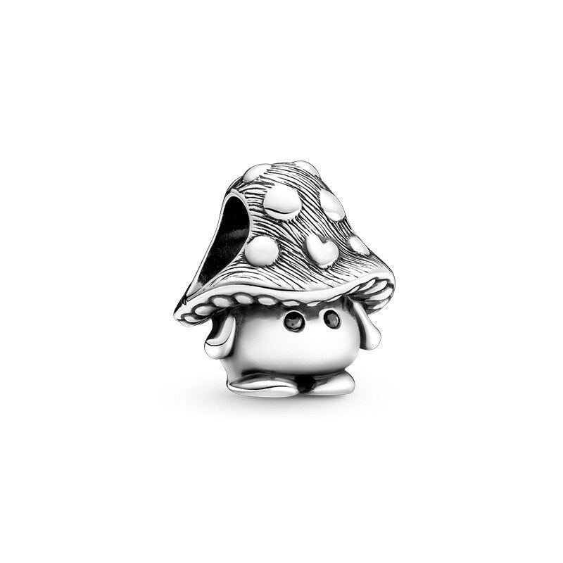 New Fashion Charm Original Mushroom Earth Grandpa Airplane Beaded Fit Original Pandora Ladies Bracelet Jewelry Accessories Gift