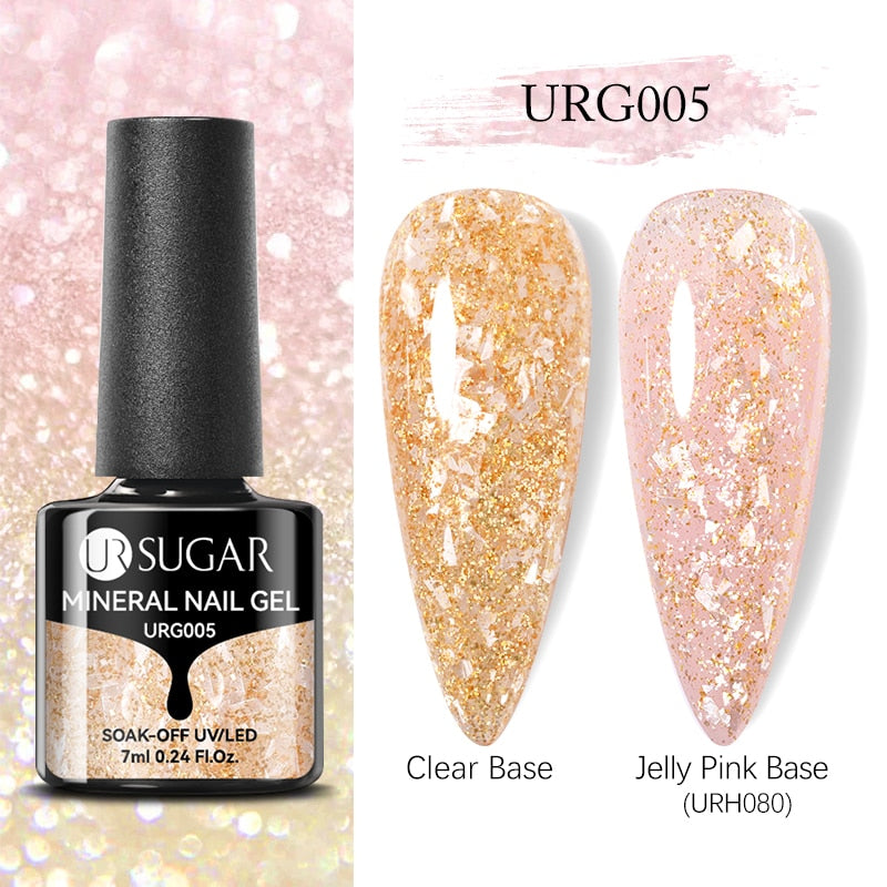 UR SUGAR 7ml Snowflakes Gel Nail Polish Varnish Glitter White Sequins Soak Off UV LED Semi Permanent Nail Art Design