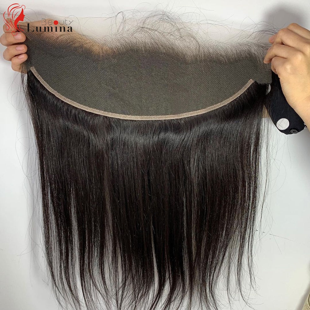 Straight 13x4 Lace Frontal Brazilian Straight Human Hair 4x4 Lace Closures Only Pre plucked Natural Color Remy Hair 8-22inches