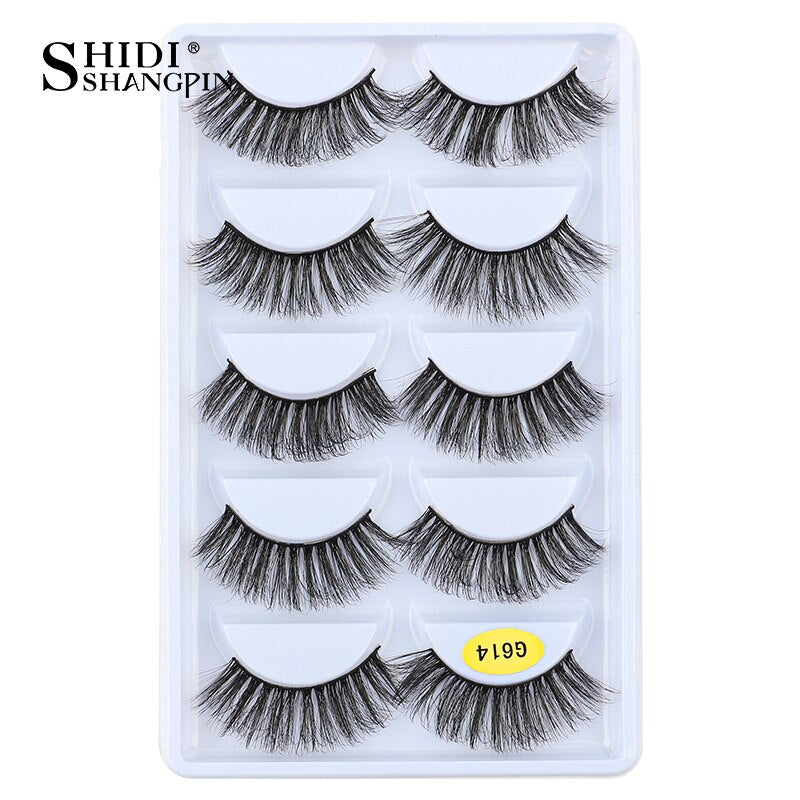 SHIDISHANGPIN 3/5 Pairs Half Eyelash Transparent Stalk Invisible Band Faux Mink Lashes Reusable False Eyelashes Natural Fluffy