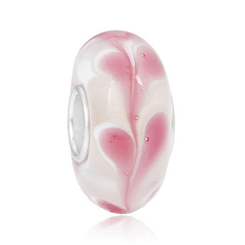 Pink Color Crystal Beads Heart Ladybug Love Flower Pendant Bracelet DIY Charm Lady Jewelry Gift