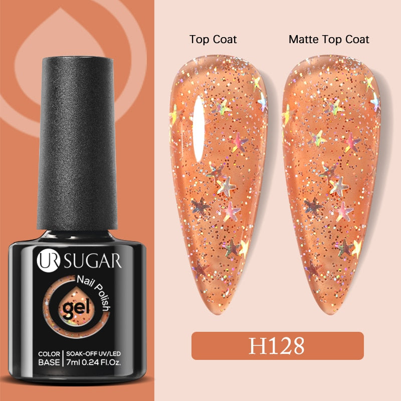 UR SUGAR 7ml Snowflakes Gel Nail Polish Varnish Glitter White Sequins Soak Off UV LED Semi Permanent Nail Art Design
