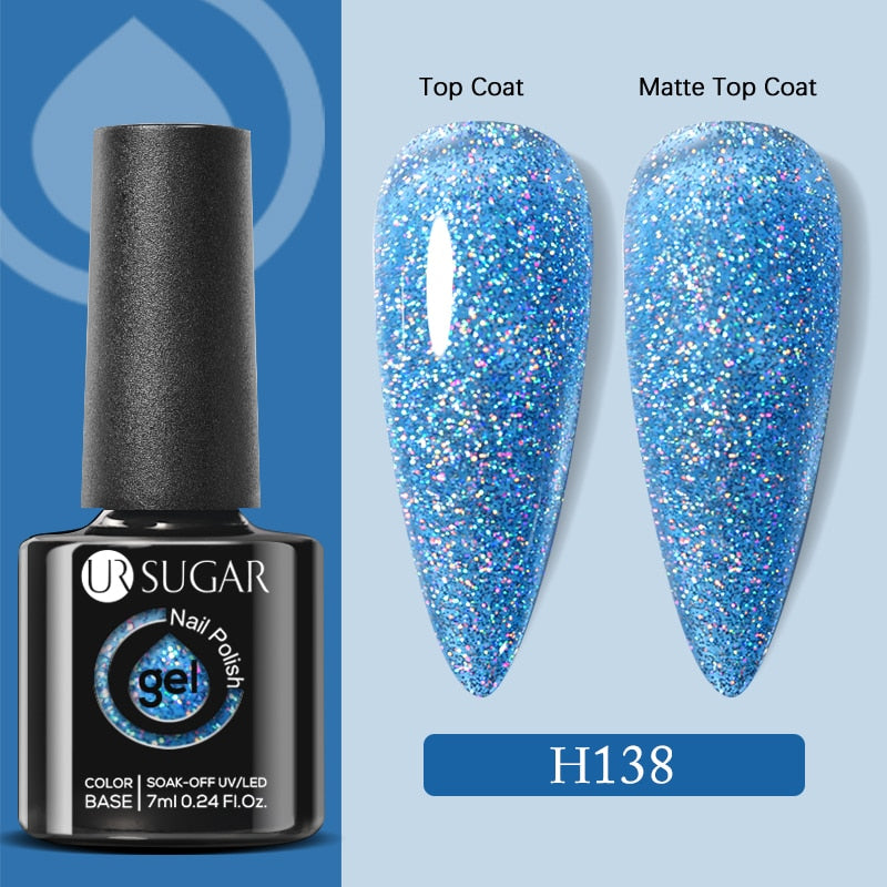 UR SUGAR 7ml Snowflakes Gel Nail Polish Varnish Glitter White Sequins Soak Off UV LED Semi Permanent Nail Art Design