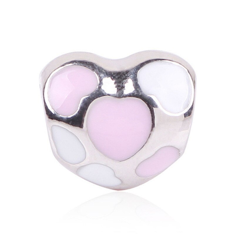Pink Color Crystal Beads Heart Ladybug Love Flower Pendant Bracelet DIY Charm Lady Jewelry Gift