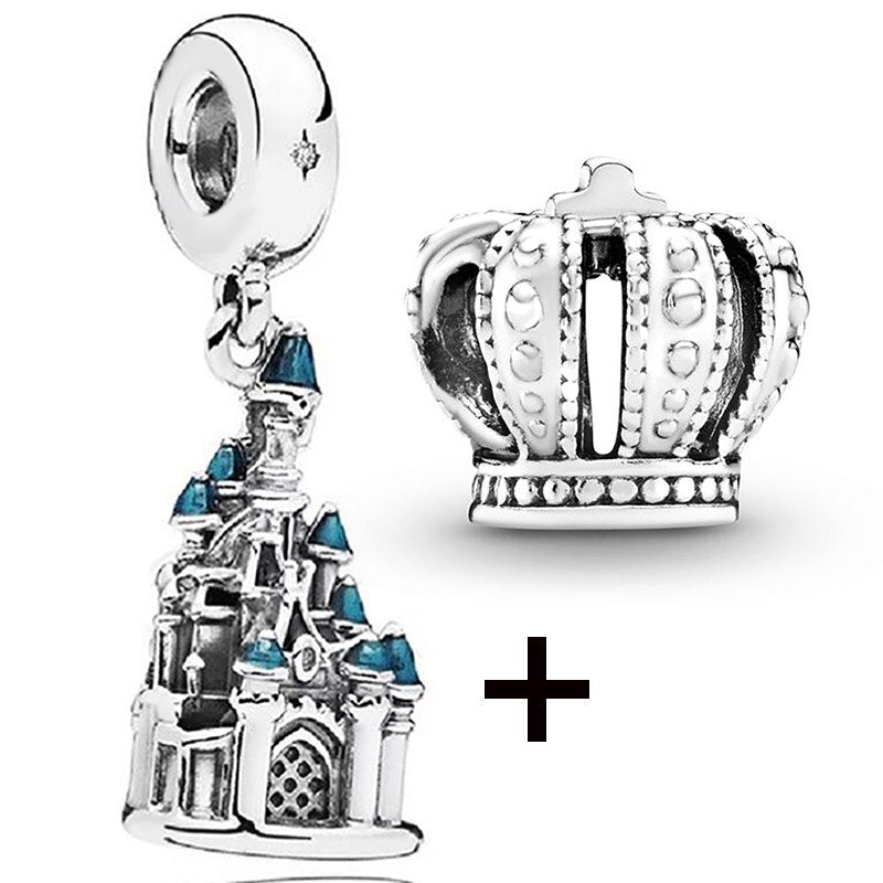 Seialoy 2pcs/lot Blue Ice Snow Charm Castle Princess Beaded High Heels Snowflake Pendant DIY Beacelets Accessory Gift