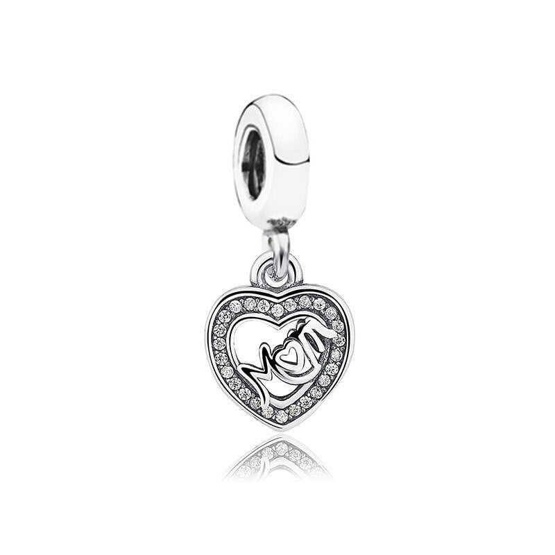 New Silver Color Feather Crown Safety Chain Owl Love Beads Tower Pendant Fit Pandora Charms Bracelets DIY Women Original Jewelry