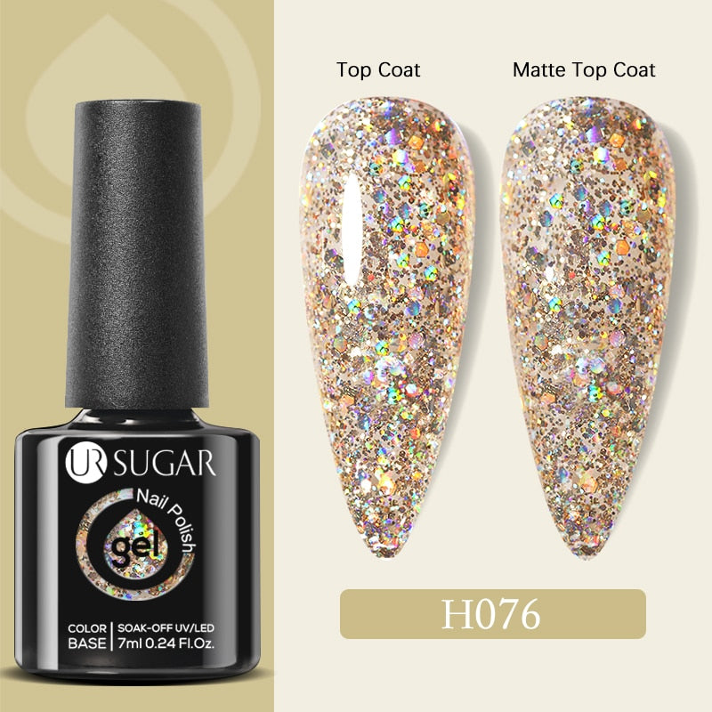 UR SUGAR 7ml Snowflakes Gel Nail Polish Varnish Glitter White Sequins Soak Off UV LED Semi Permanent Nail Art Design