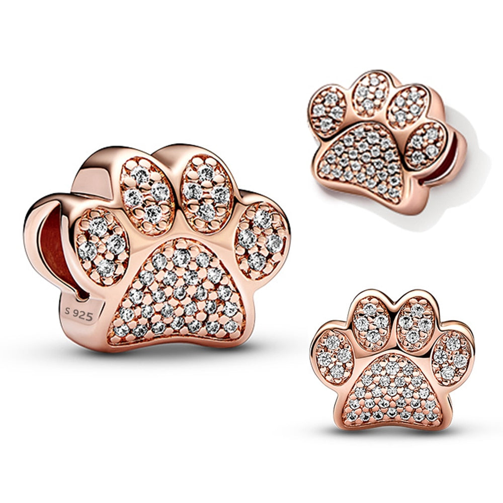 New 925 Sterling Silver Rose Gold Couple Dangle Charms Fit 925 Original Women Bracelet Beads Charm for Pendant Necklace Jewelry