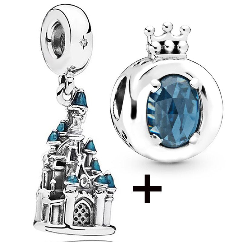 Seialoy 2pcs/lot Blue Ice Snow Charm Castle Princess Beaded High Heels Snowflake Pendant DIY Beacelets Accessory Gift