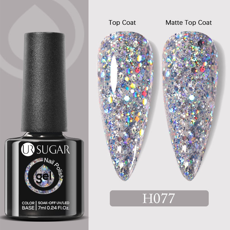 UR SUGAR 7ml Snowflakes Gel Nail Polish Varnish Glitter White Sequins Soak Off UV LED Semi Permanent Nail Art Design