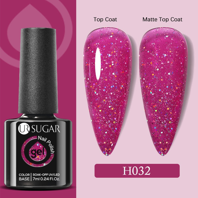 UR SUGAR 7ml Snowflakes Gel Nail Polish Varnish Glitter White Sequins Soak Off UV LED Semi Permanent Nail Art Design