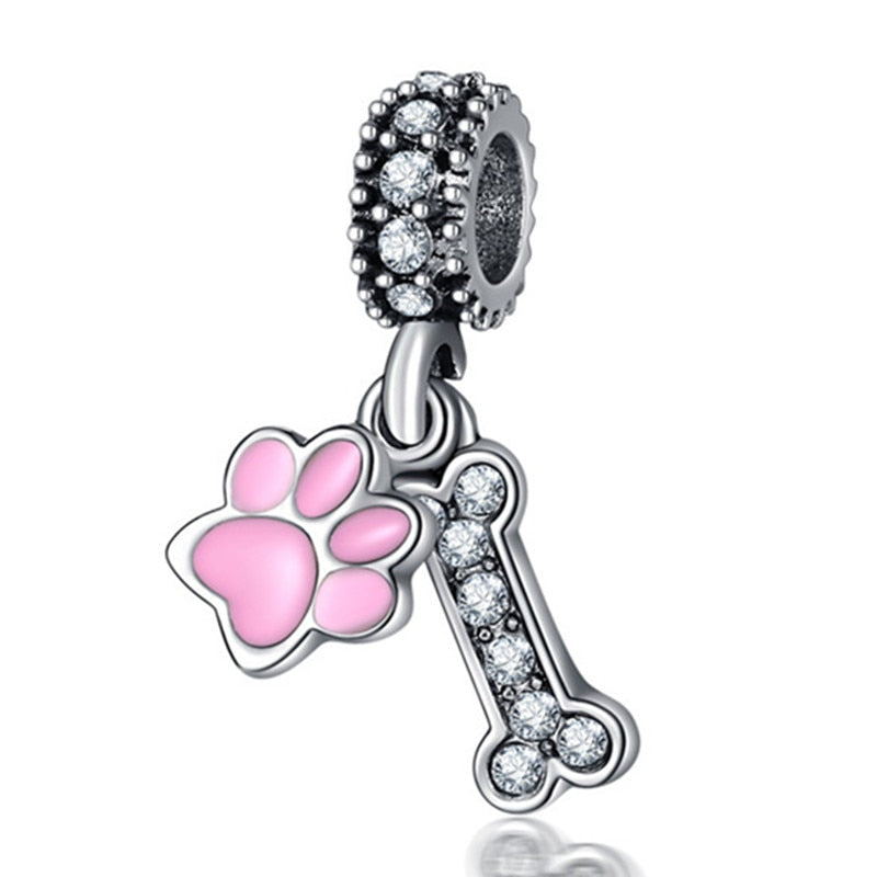 Pink Color Crystal Beads Heart Ladybug Love Flower Pendant Bracelet DIY Charm Lady Jewelry Gift