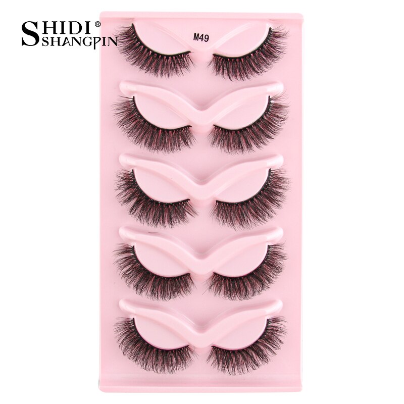 SHIDISHANGPIN 3/5 Pairs Half Eyelash Transparent Stalk Invisible Band Faux Mink Lashes Reusable False Eyelashes Natural Fluffy