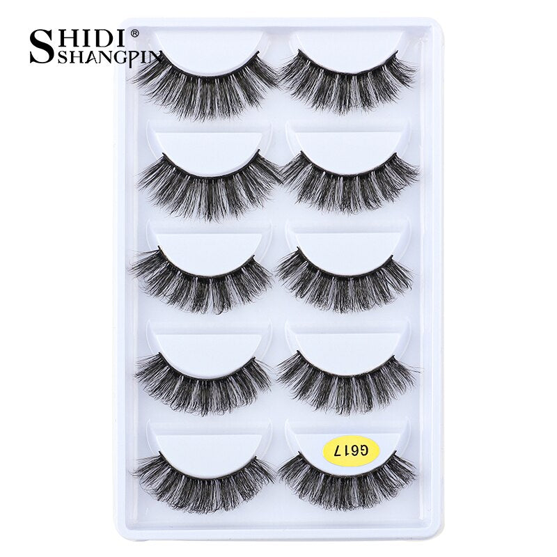 SHIDISHANGPIN 3/5 Pairs Half Eyelash Transparent Stalk Invisible Band Faux Mink Lashes Reusable False Eyelashes Natural Fluffy